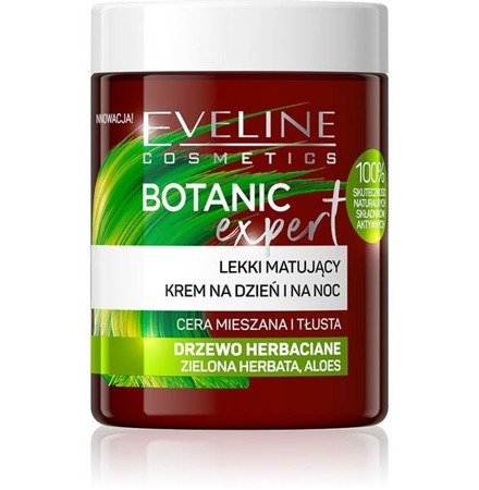 Eveline Cosmetics Botanic Expert lekki matujący krem na dzień i noc Drzewo Herbaciane 100ml