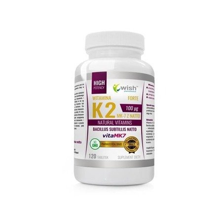 WISH Witamina K2 100µg MK-7 z Natto Natural Vitamins VitaMK7 suplement diety 120 tabletek